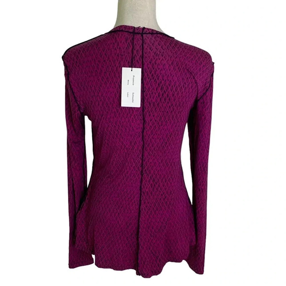 PROENZA SCHOULER WHITE LABEL Jersey Crewneck Shirt Magenta and Black Size S NWT - Picture 5 of 13